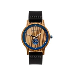 Sycamore Zebrano black leather strap watch