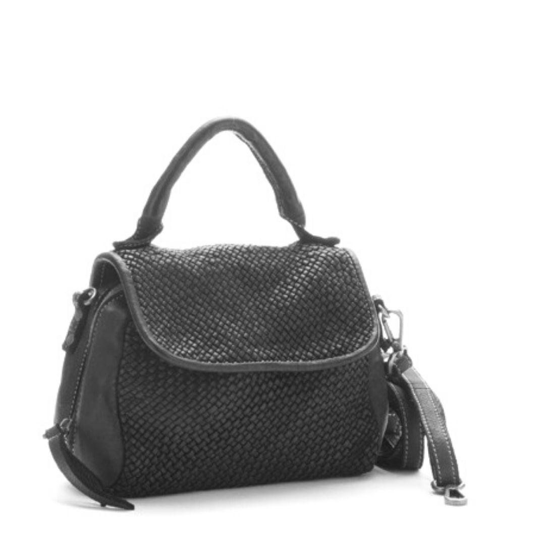 SIENA Tote Bag with Woven Detail | Black