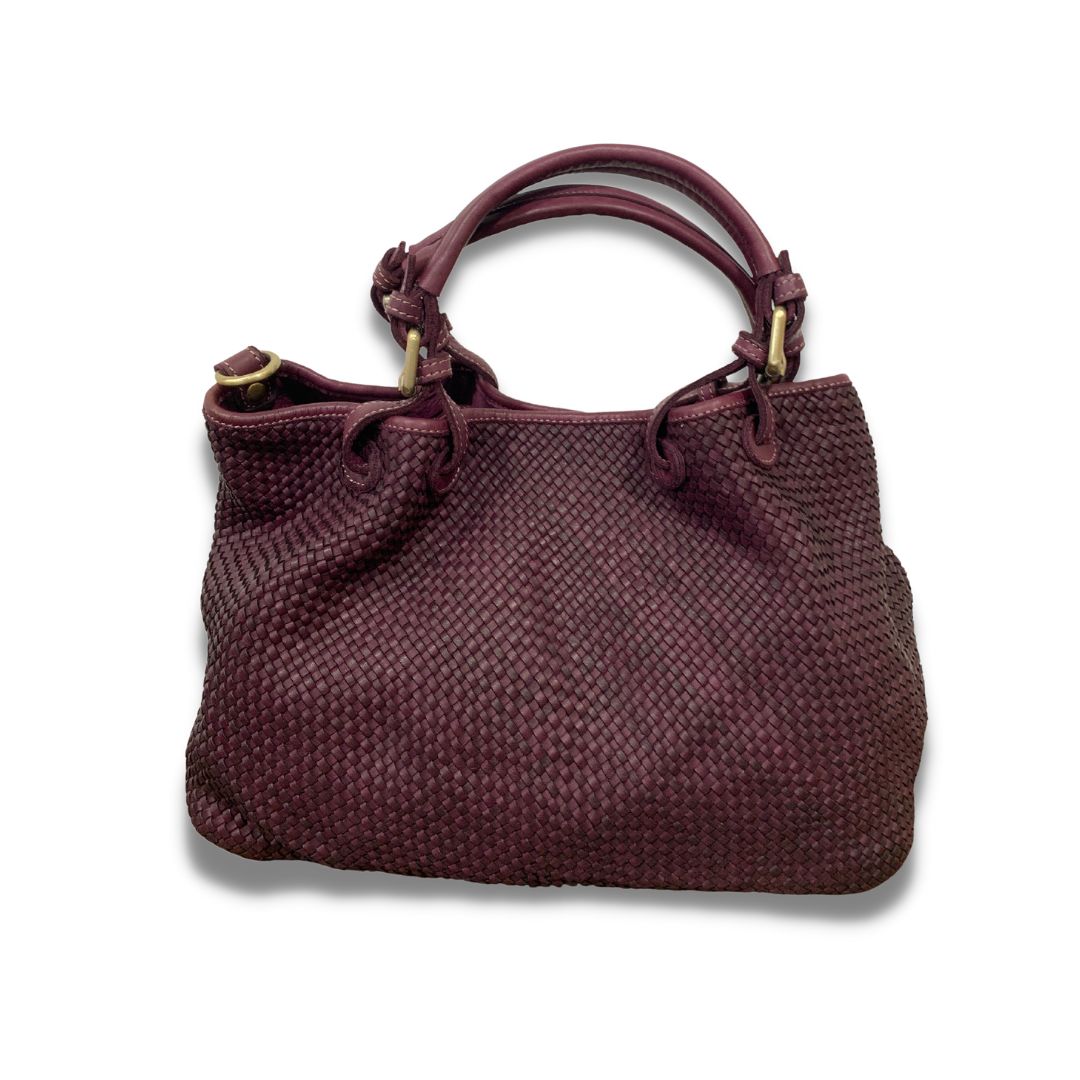 ANITA Woven Leather Tote Bag | Bordeaux - The Leather Mob