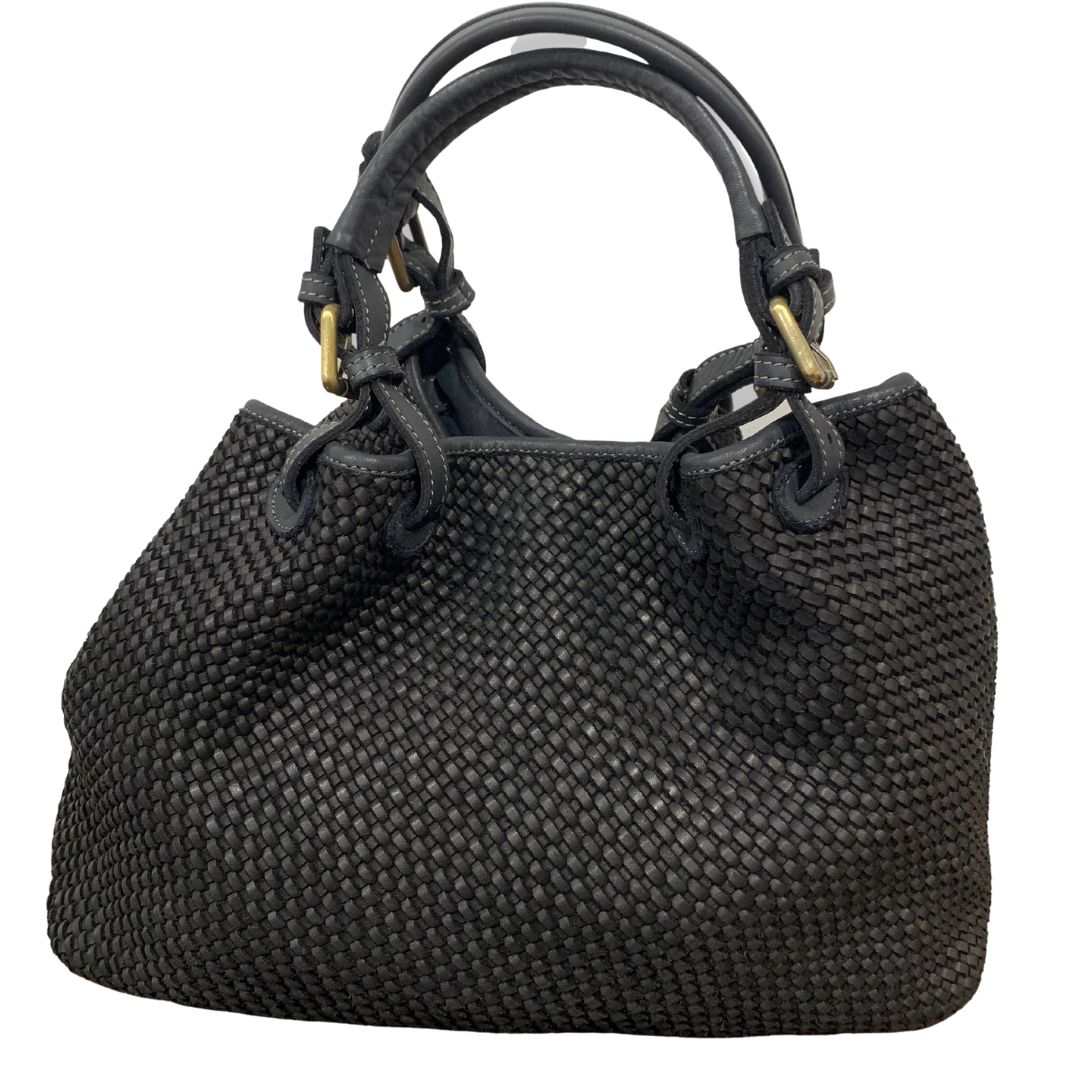 ANITA Woven Leather Tote Bag | Black