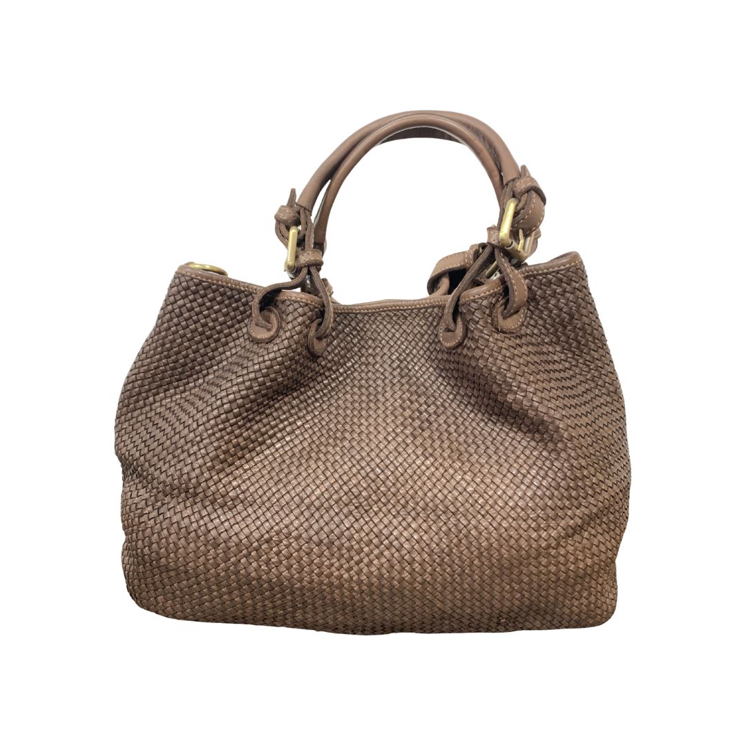 ANITA Woven Leather Tote Bag | Taupe