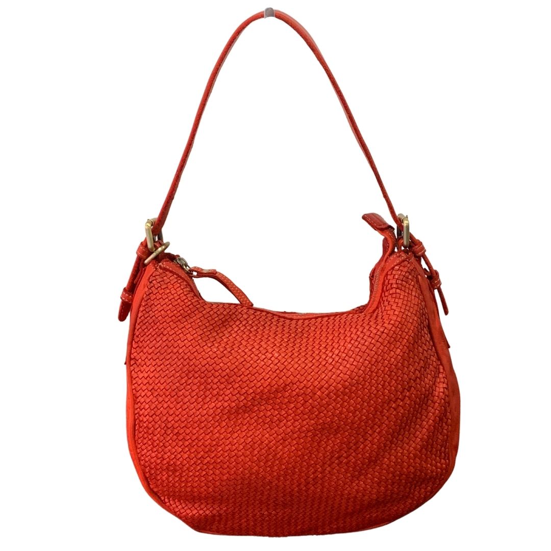 GINGER Woven Leather Shoulder Bag | Red