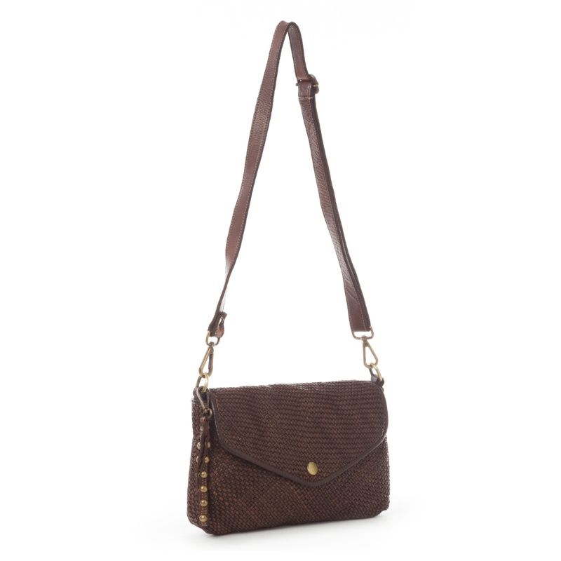 LAVINIA Woven Envelope Clutch Bag | Dark Brown