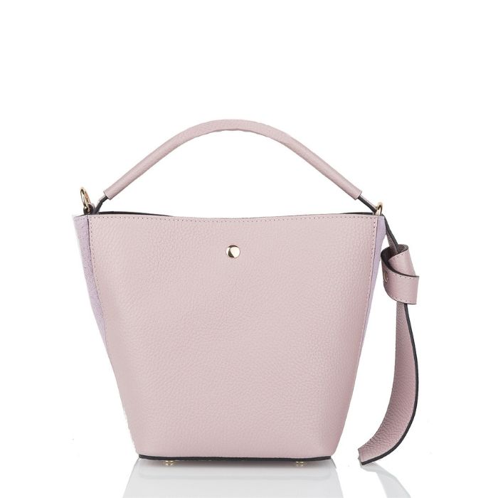 Smooth Leather Two in One Bucket Bag | Blush