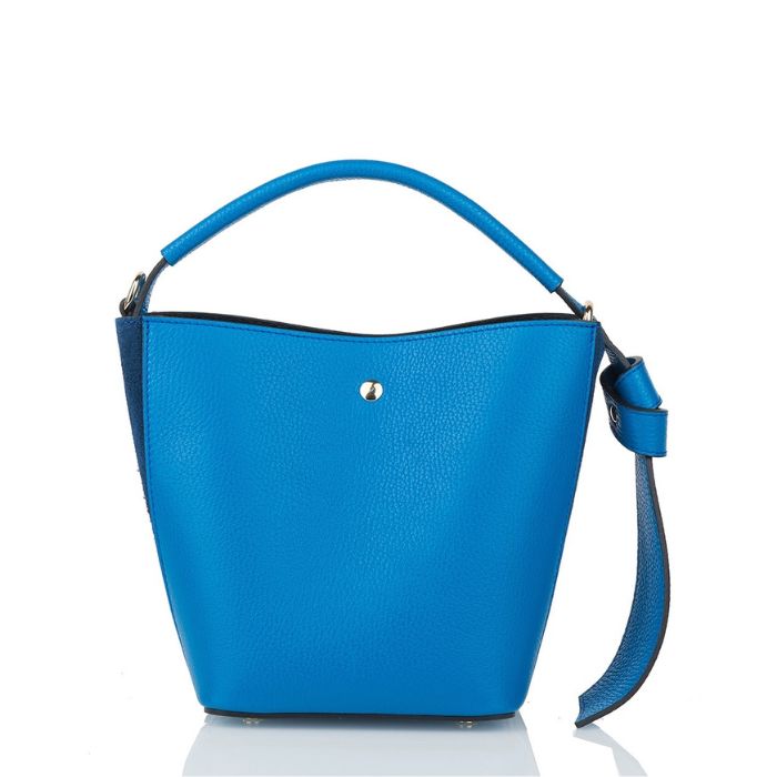 Smooth Leather Two in One Bucket Bag | Electric Blue