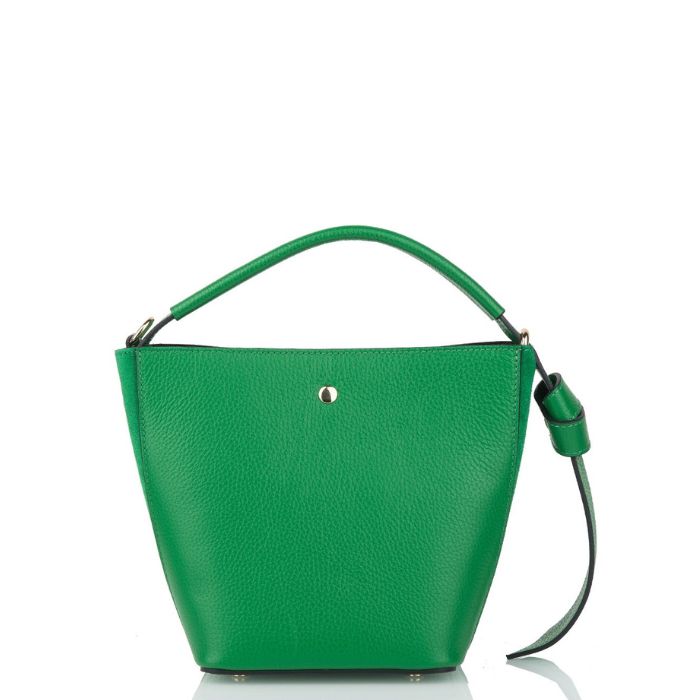 Smooth Leather Two in One Bucket Bag | Emerald Green