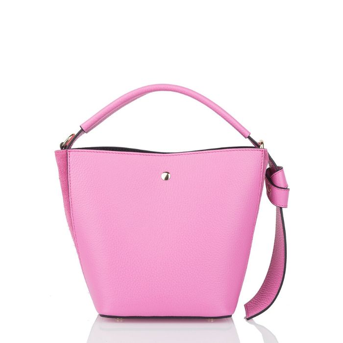 Smooth Leather Two in One Bucket Bag | Pink