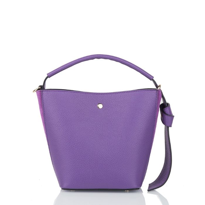 Smooth Leather Two in One Bucket Bag | Purple
