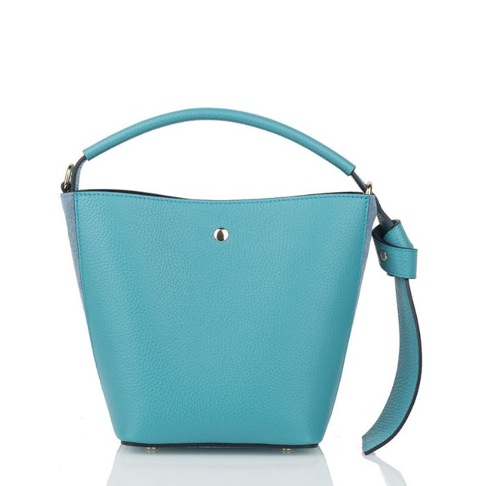 Smooth Leather Two in One Bucket Bag | Turquoise
