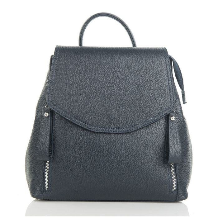 VENEZIA Pebble Leather Backpack with Zip Detail | Black