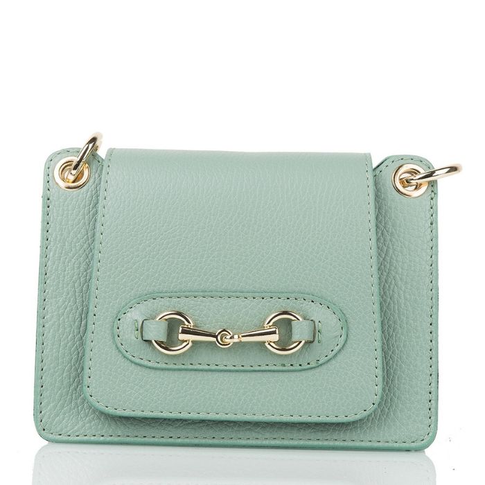SEATTLE Small Pebble Leather Handbag with Clasp Detail | Mint