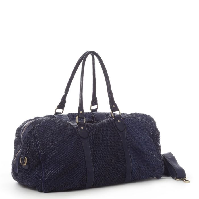 GAIA Woven Soft Leather Travel Bag | Navy