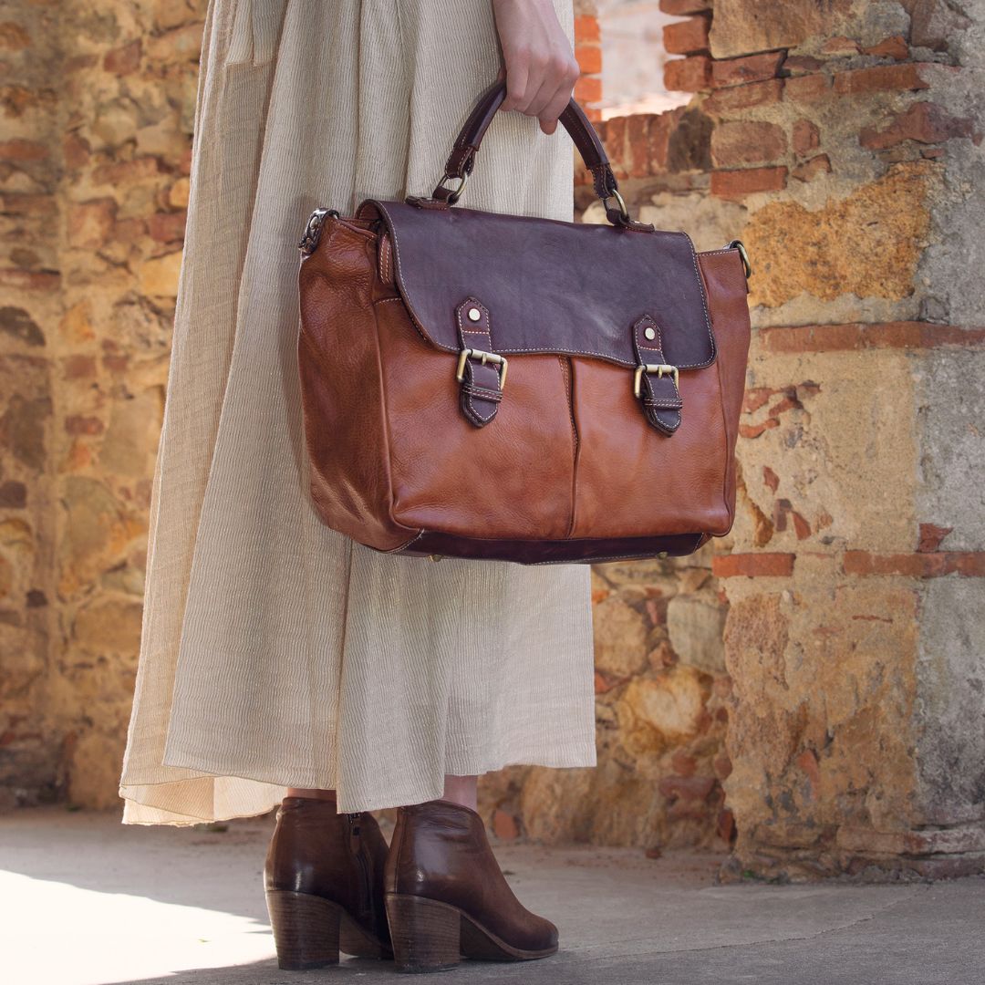 GONG Leather Satchel with Buckles | All Colours