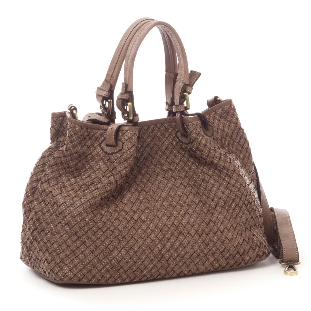 AGNESE Vintage Leather Hand Bag | Taupe
