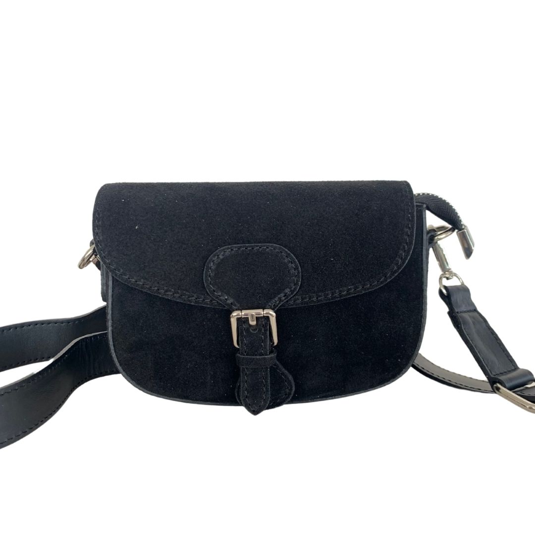 PORTOFINO Suede Leather Cross-Body Bag | Black
