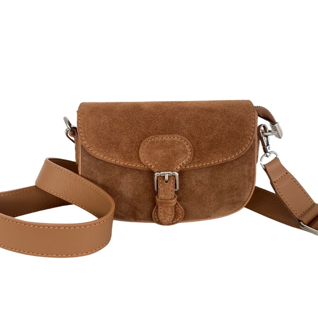PORTOFINO Suede Leather Cross-Body Bag | Tan