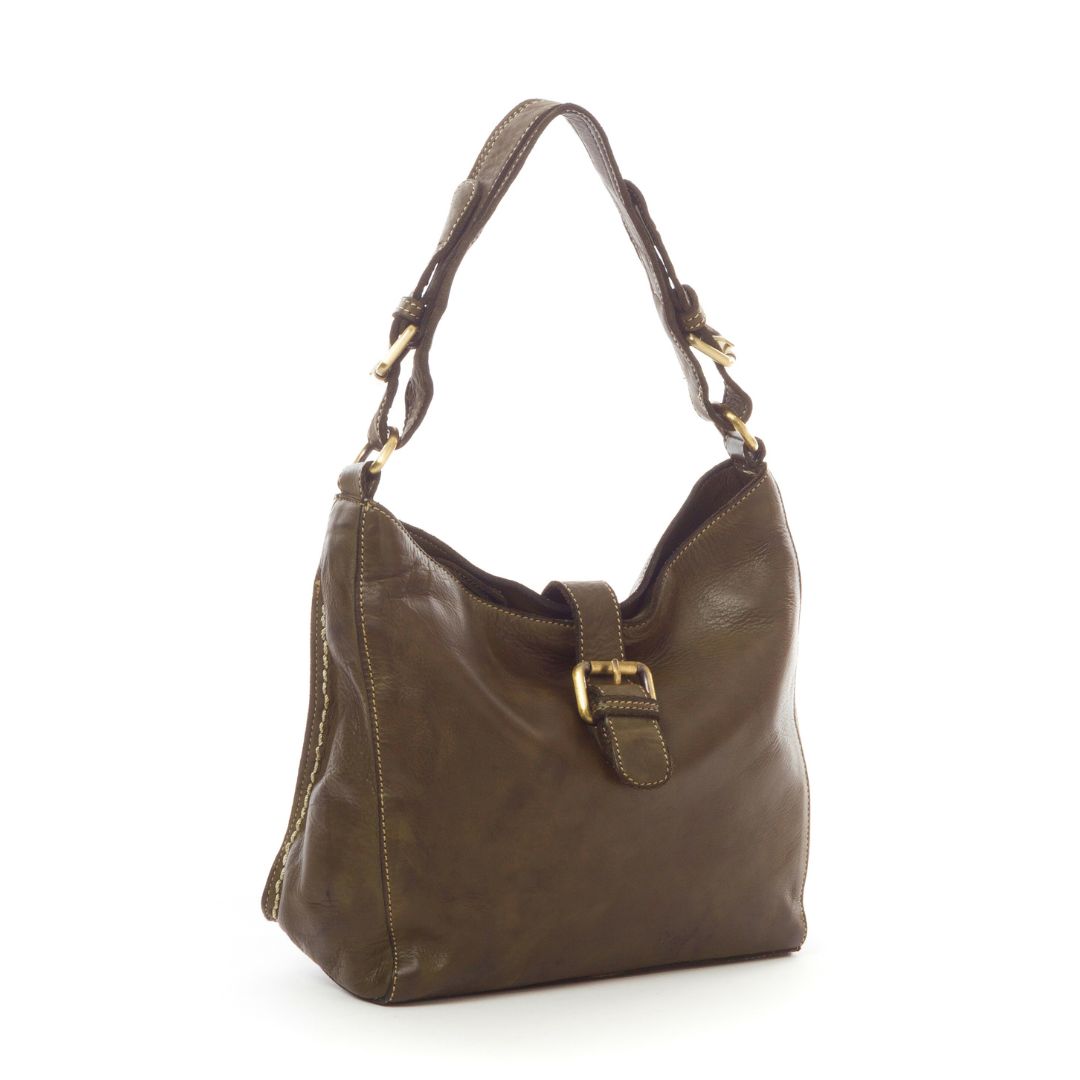 SANDY Vintage Leather Hand Bag | ARMY GREEN