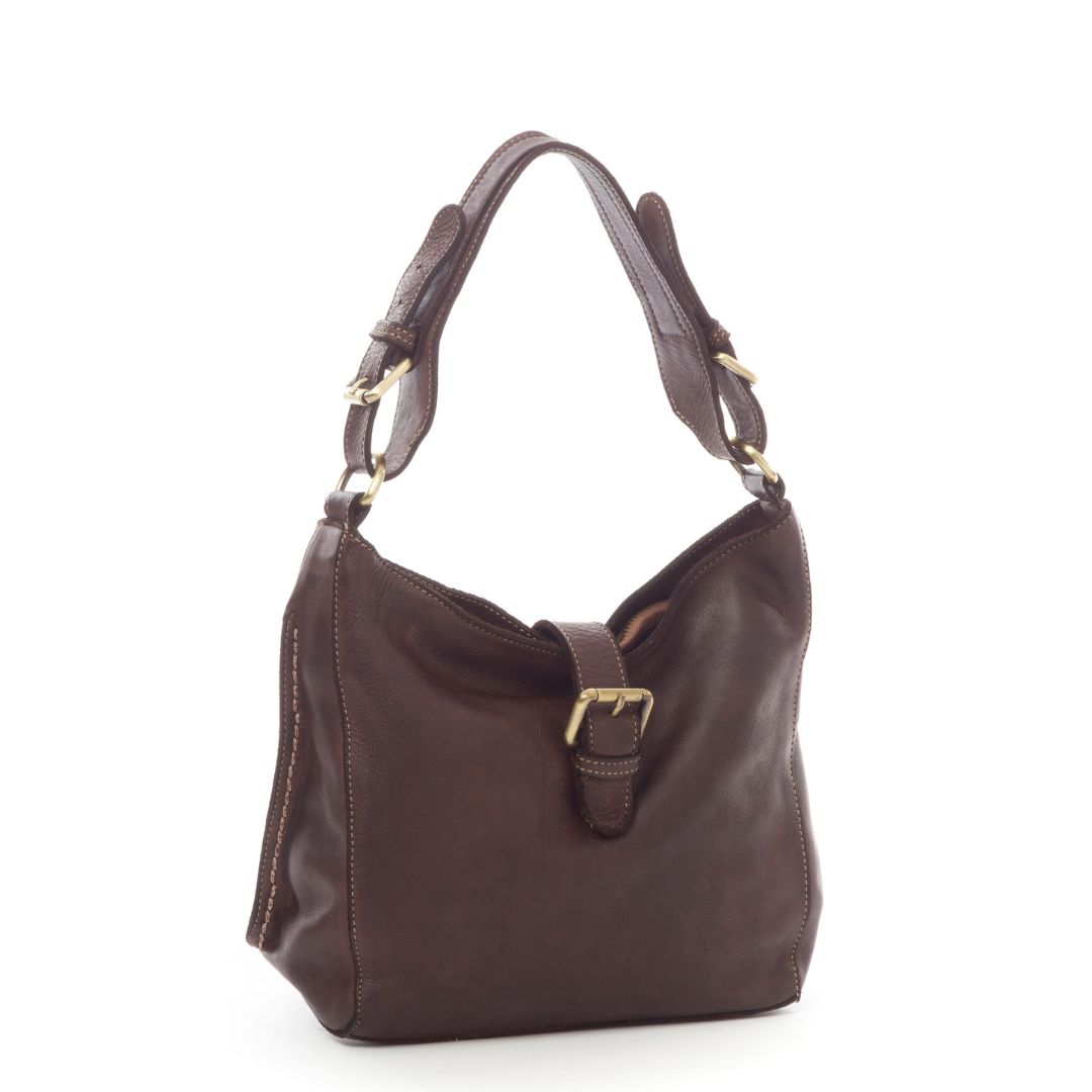 SANDY Vintage Leather Hand Bag | BROWN