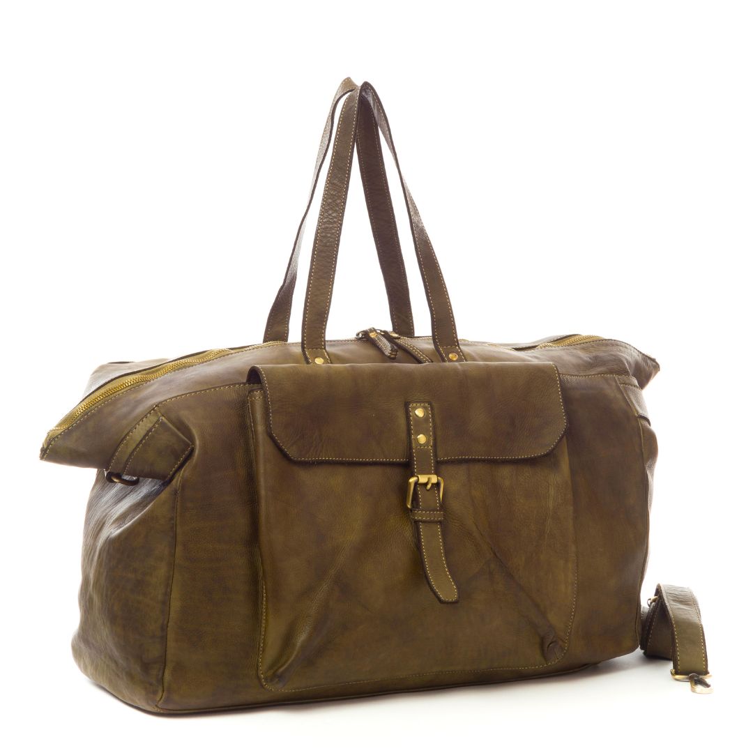 DANTE Vintage Leather Travel Bag | army green