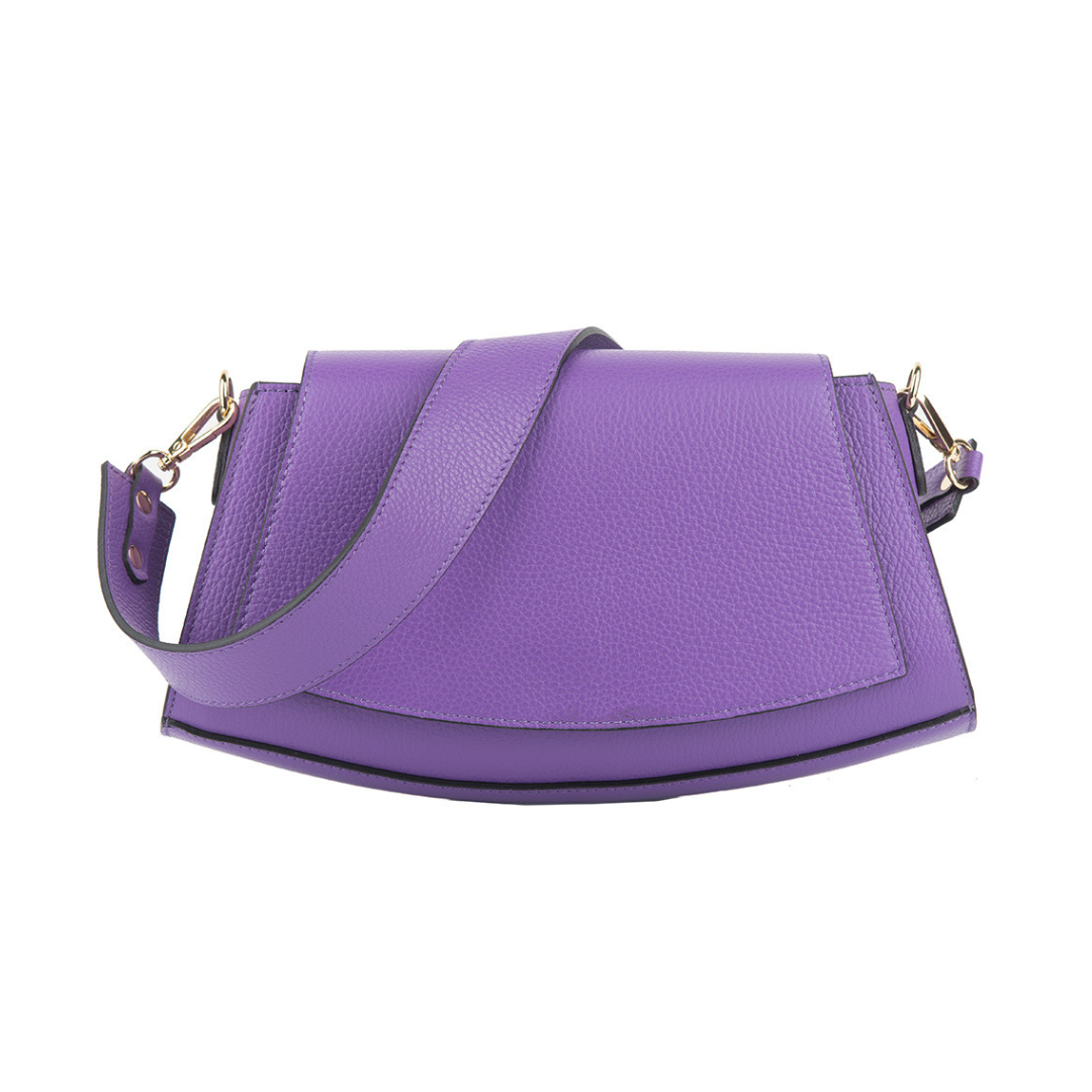 Structured Leather Shoulder Bag | Purple