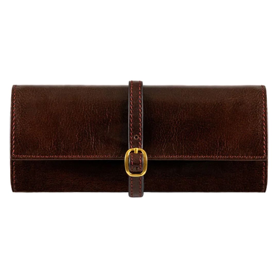 Madame Bouary Leather Jewellery Roll | Brown