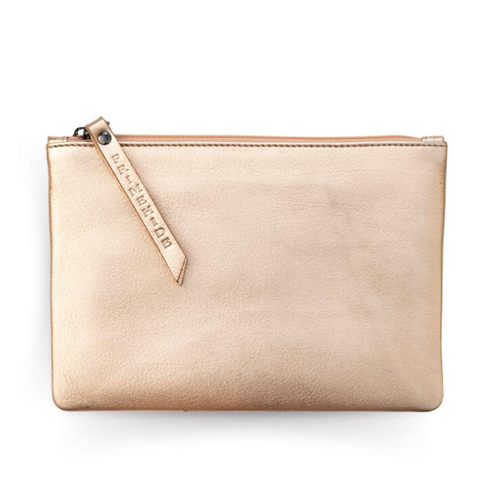 Medium Leather Pouch with Zip | Rose Gold