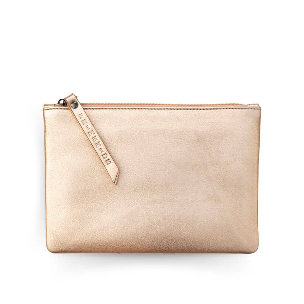 Leather Pouch with Zip | Rose Gold
