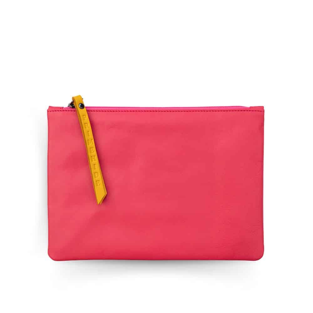 Leather Pouch with Zip | Pink