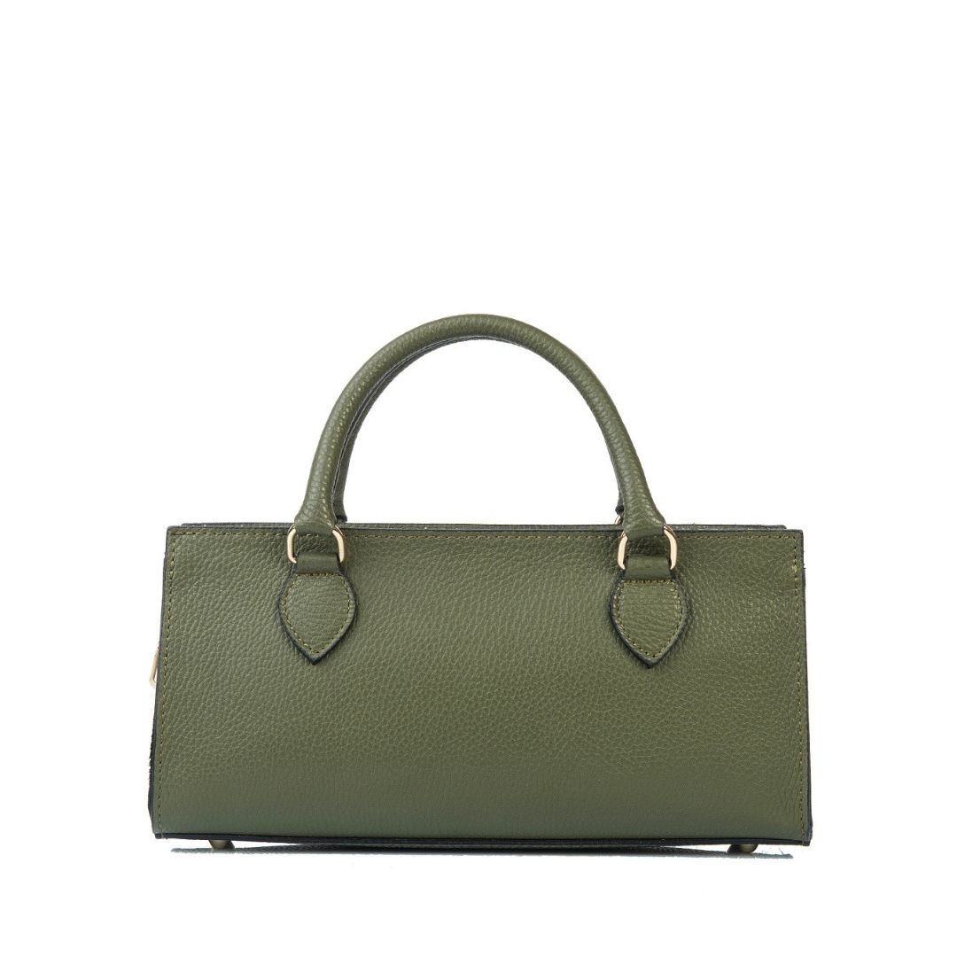 MALAGA Rectangular Leather Grab Bag | Army Green