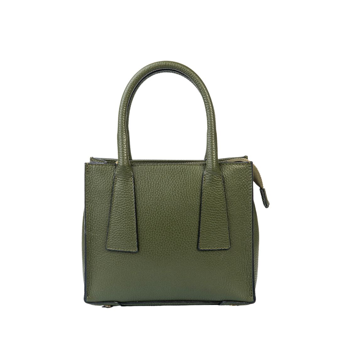 BARCELONA Mini Small Square Handbag with Top Handles  | Army Green
