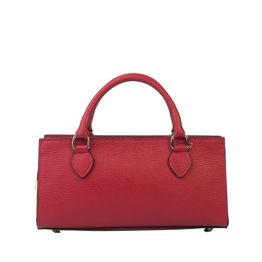 MALAGA Rectangular Leather Grab Bag | Dark Red