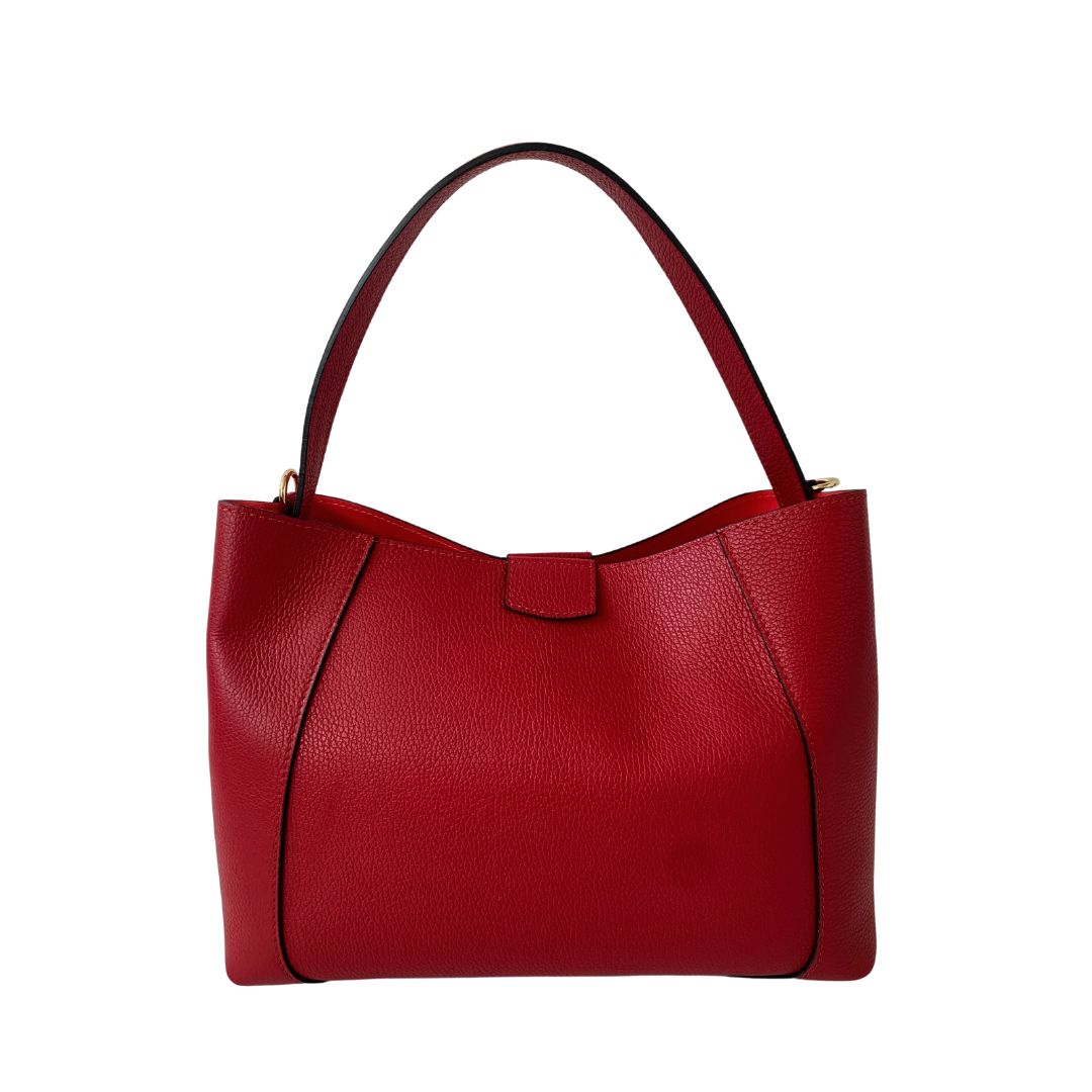 SEATTLE Genuine Leather Shoulder Bag | Dark Red