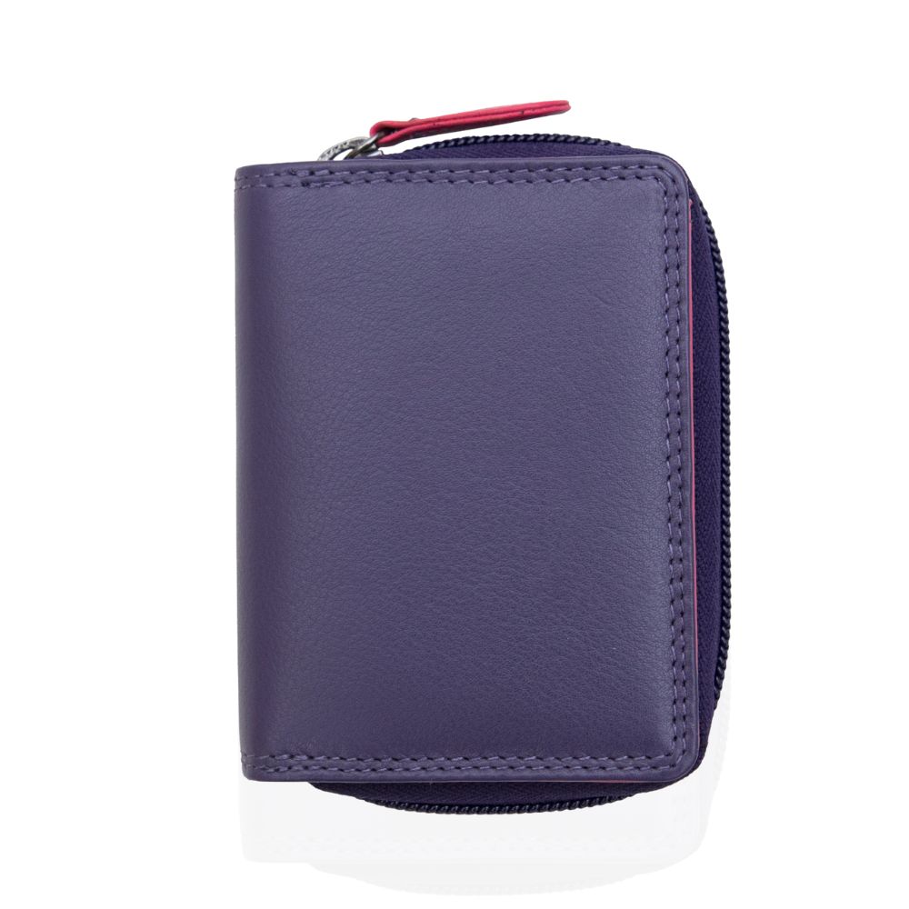 London Small Multicoloured Zipped Leather Purse | Purple