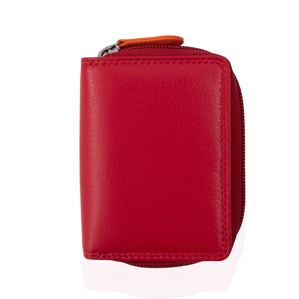 London Small Multicoloured Zipped Leather Purse | Red