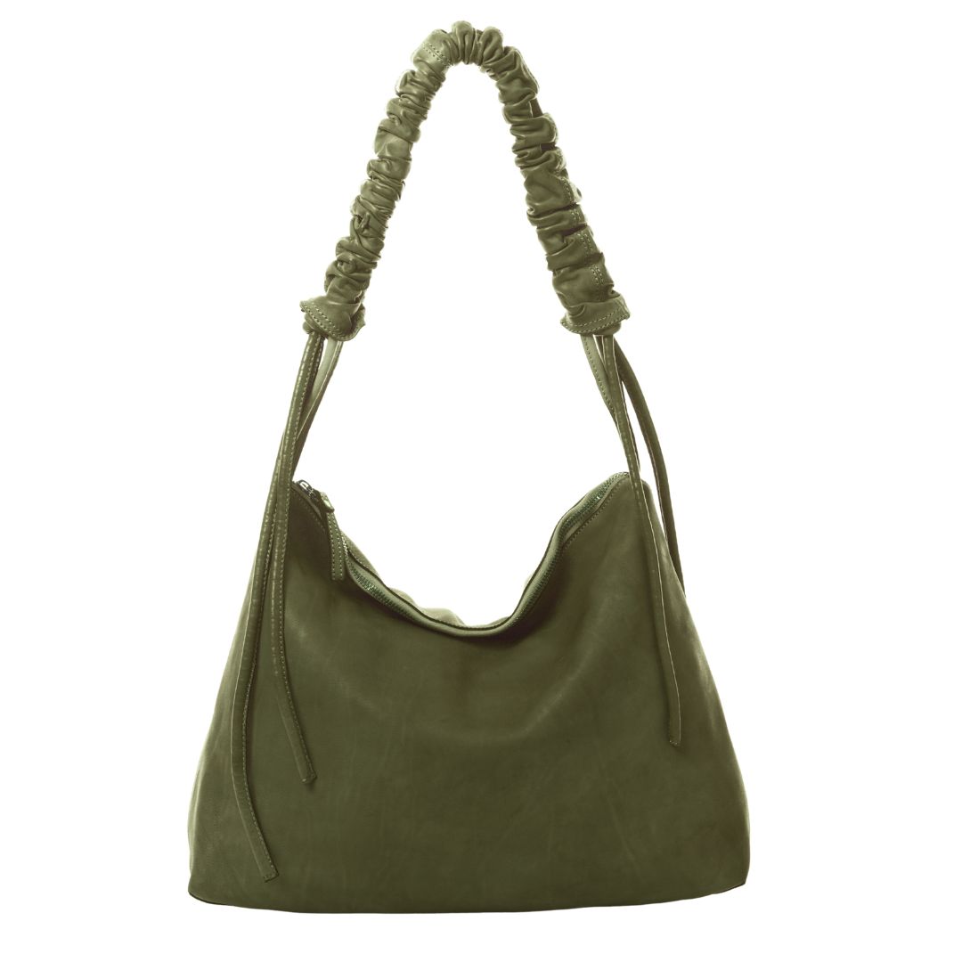 SOGNA Large Leather Shoulder Bag | ARMY GREEN