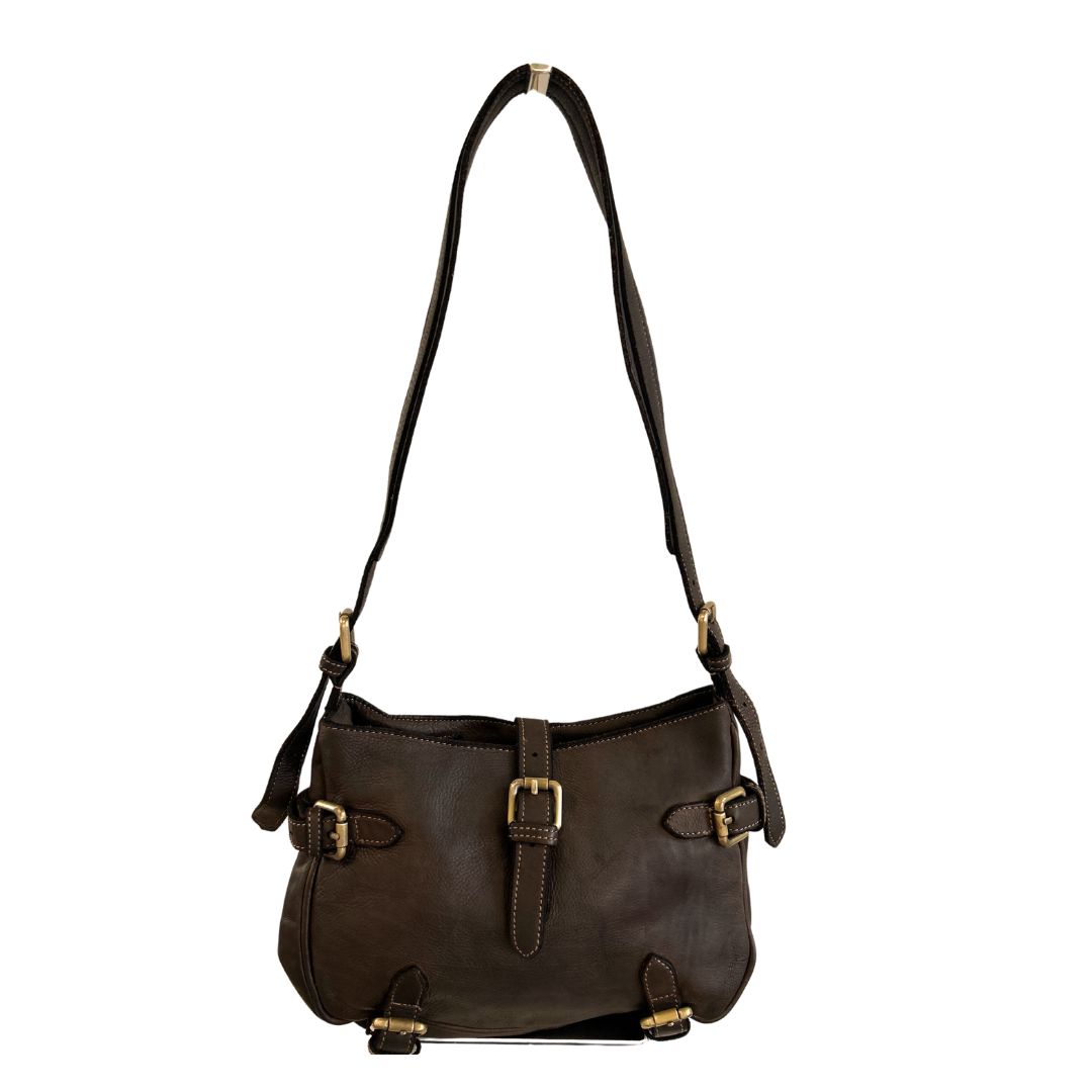 SHANE Leather Shoulder Bag | BROWN
