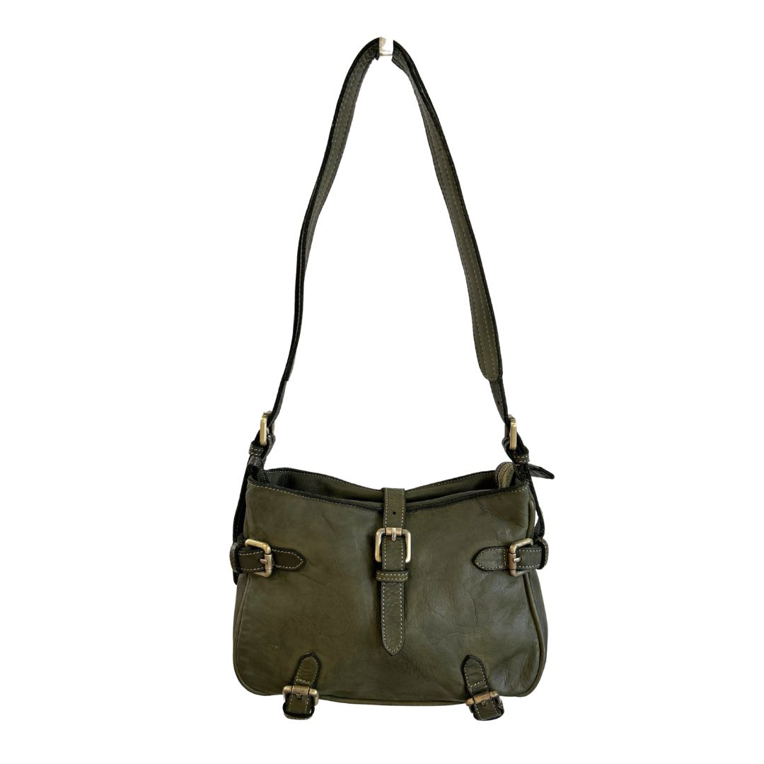 SHANE Leather Shoulder Bag | ARMY GREEN