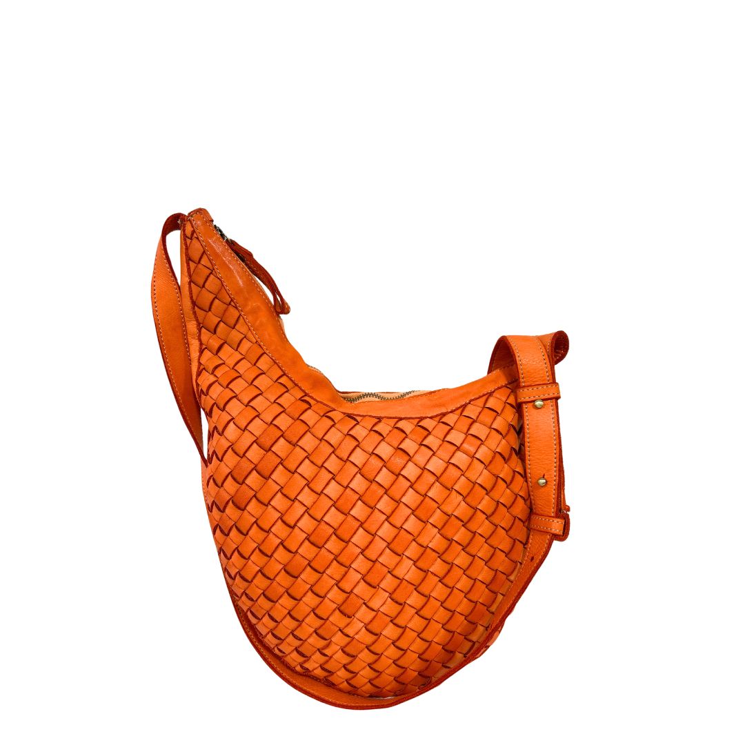 NIGELLA Woven Leather Shoulder Bag | ORANGE
