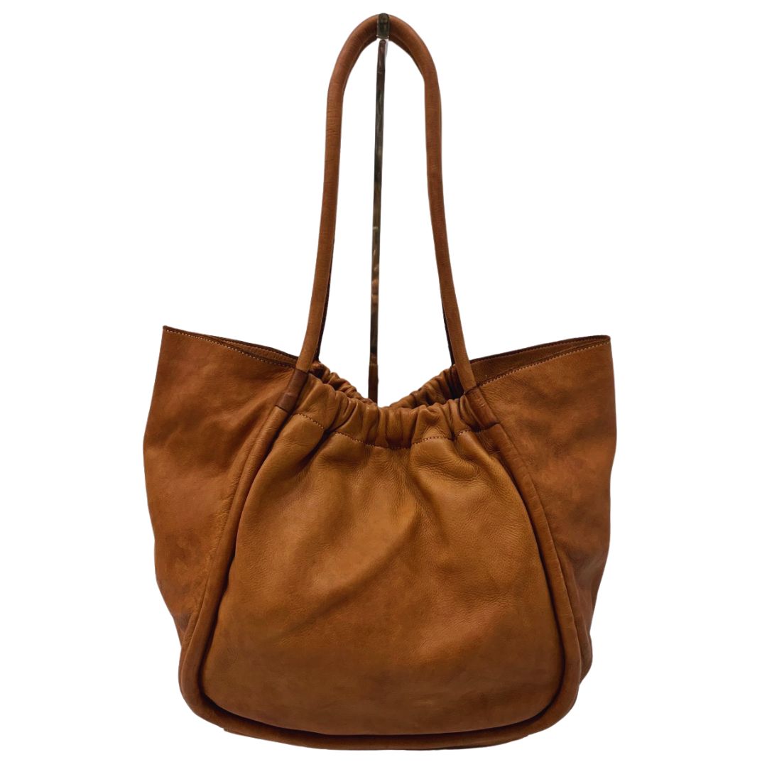 VIVIAN Leather Shopper Bag with Magnet Closure | Tan