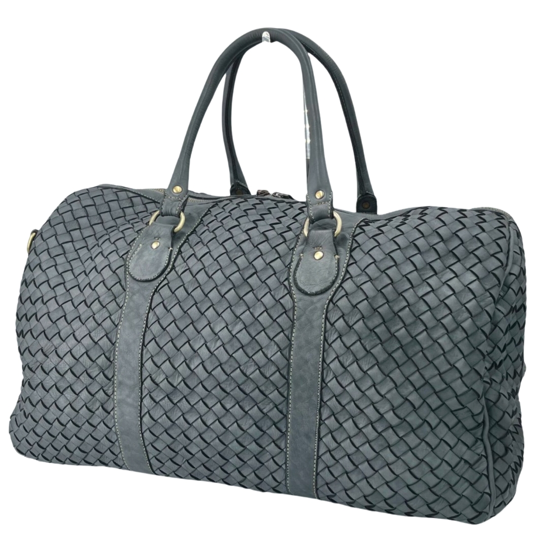 TROPEA Woven Leather Holdall | Grey