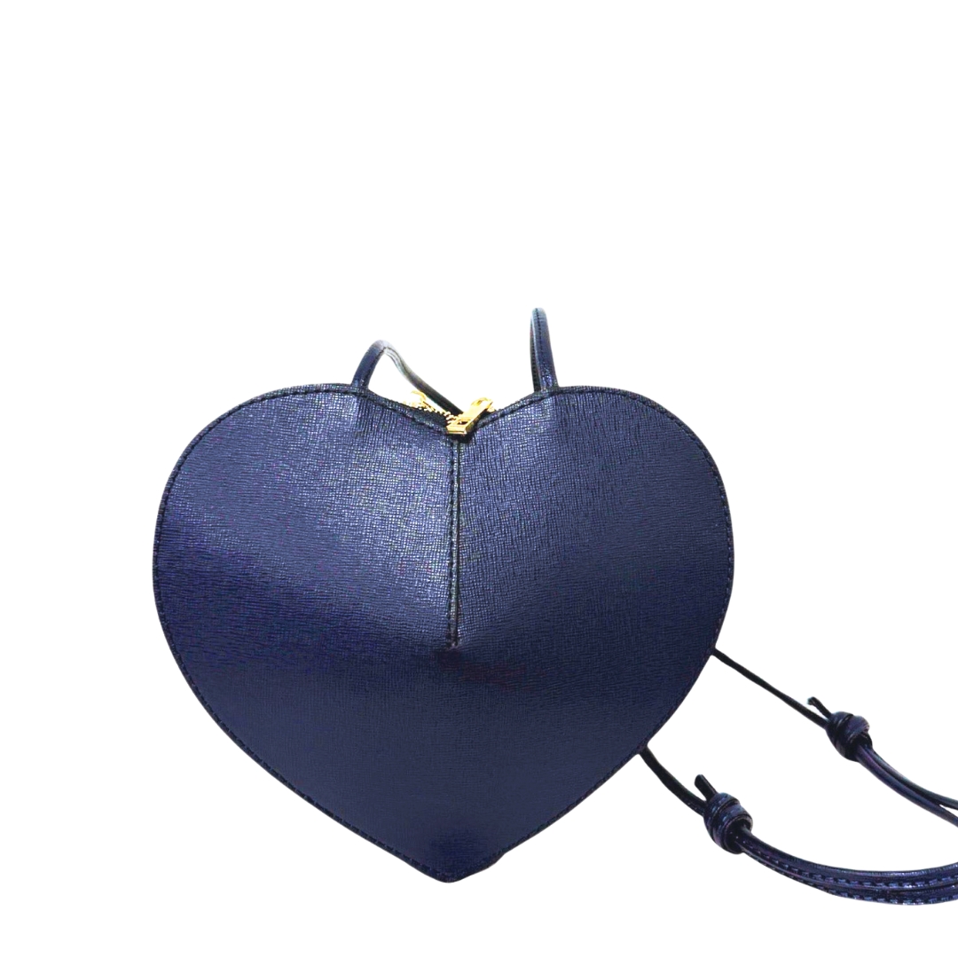 CUORE Heart Shaped Leather Crossbody Bag | Dark Red - The