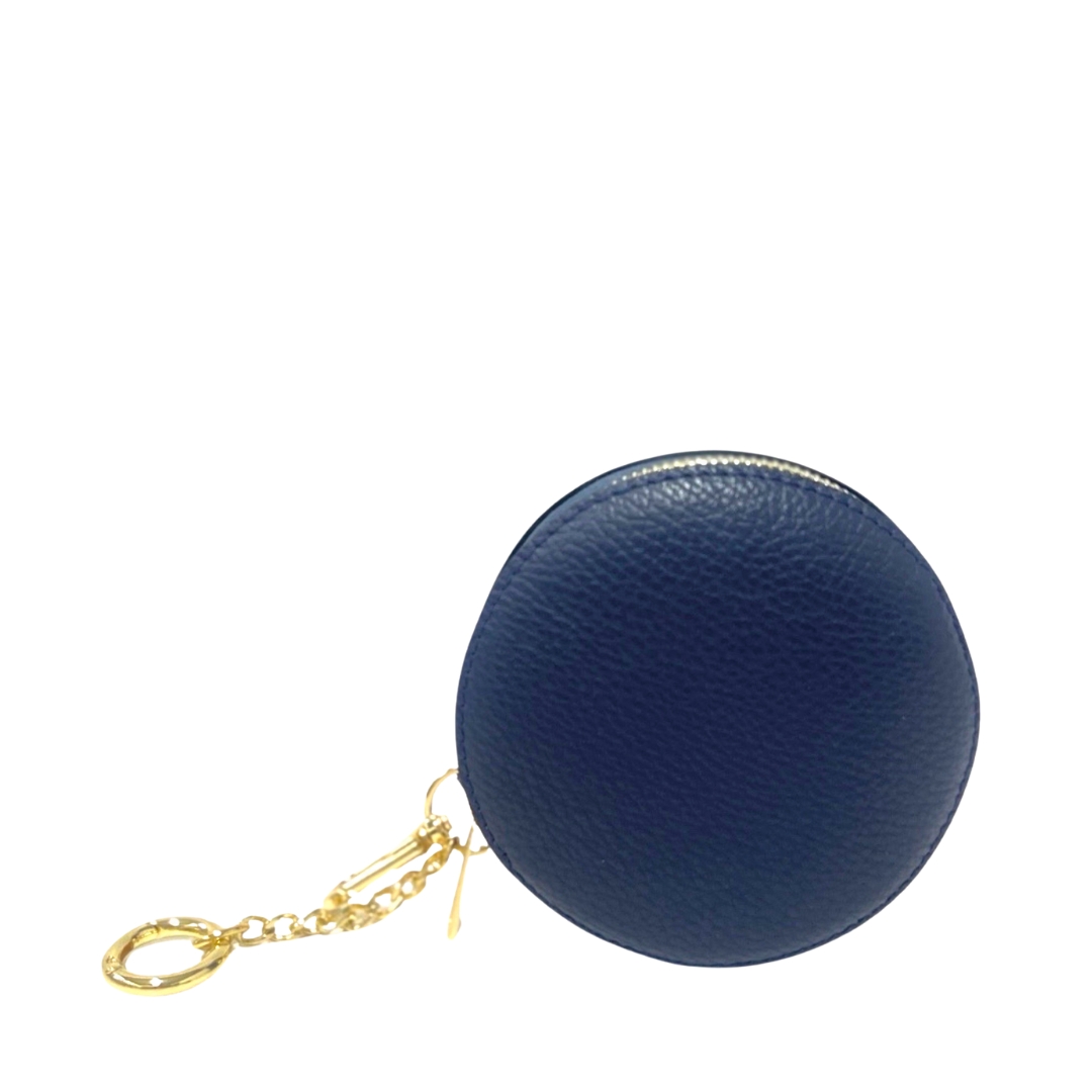Leather Round Purse | Navy