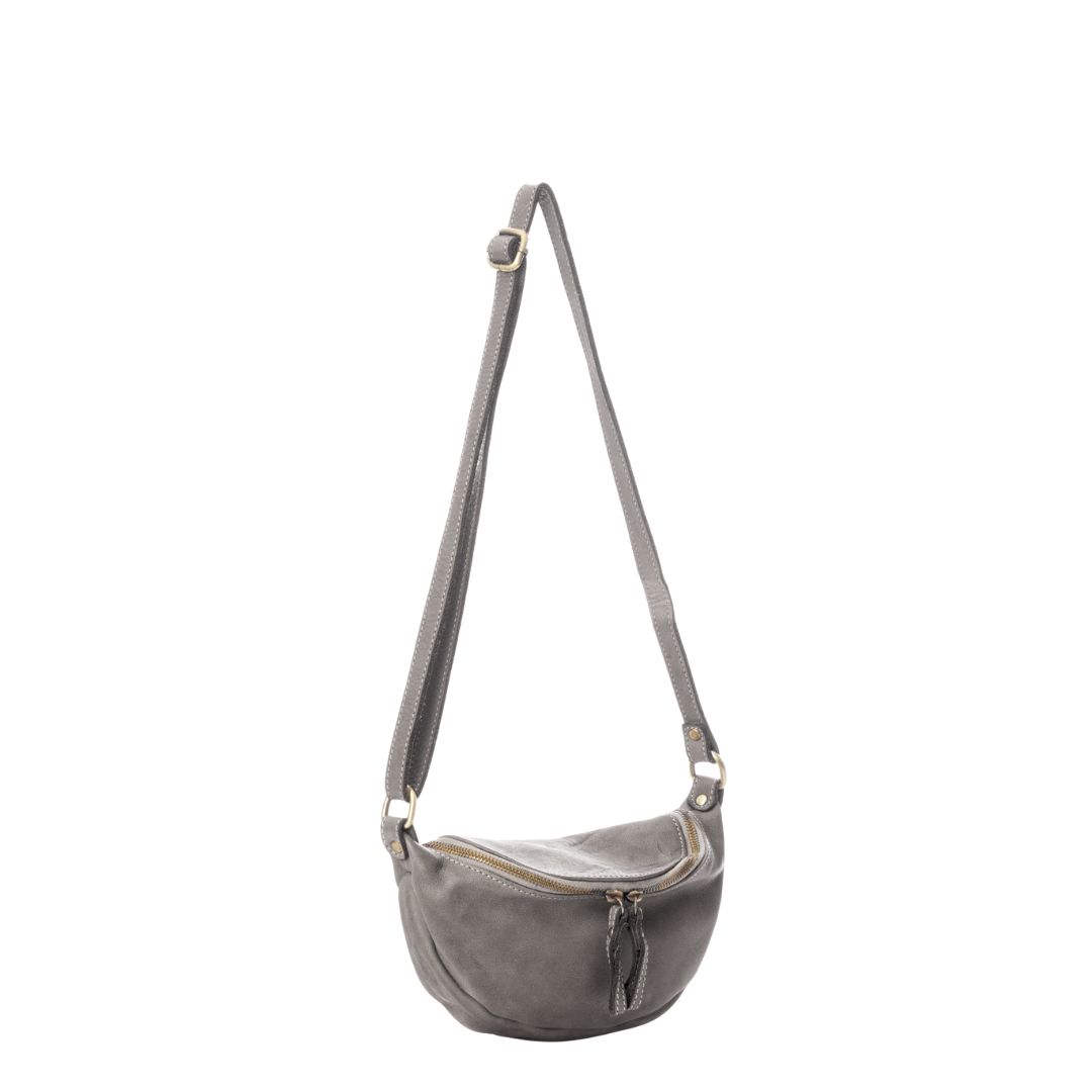 BABY CARRY Vintage Leather Sling Bag | Grey