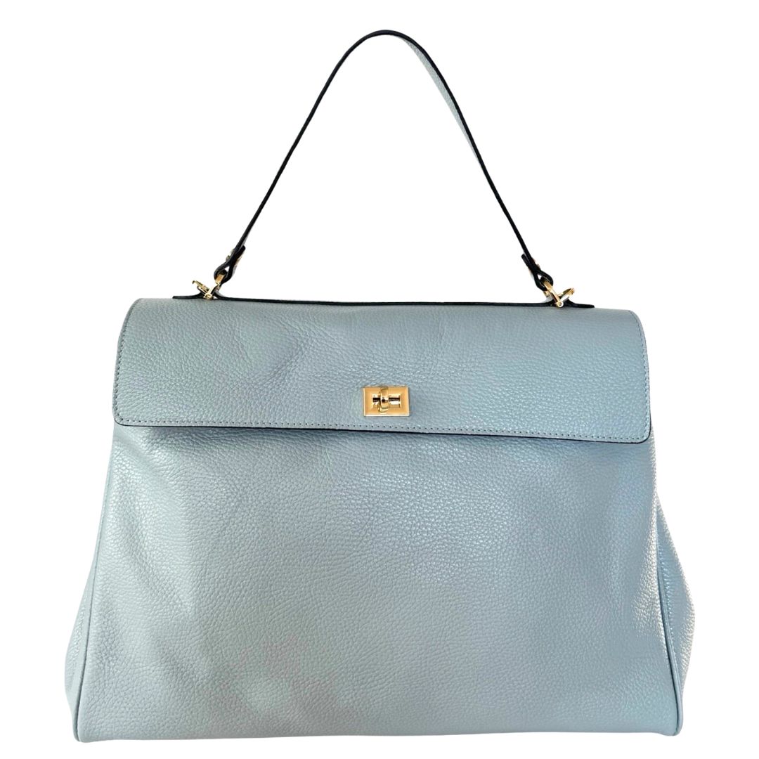 CINDY Large Leather Hand Bag Sky The Leather Mob